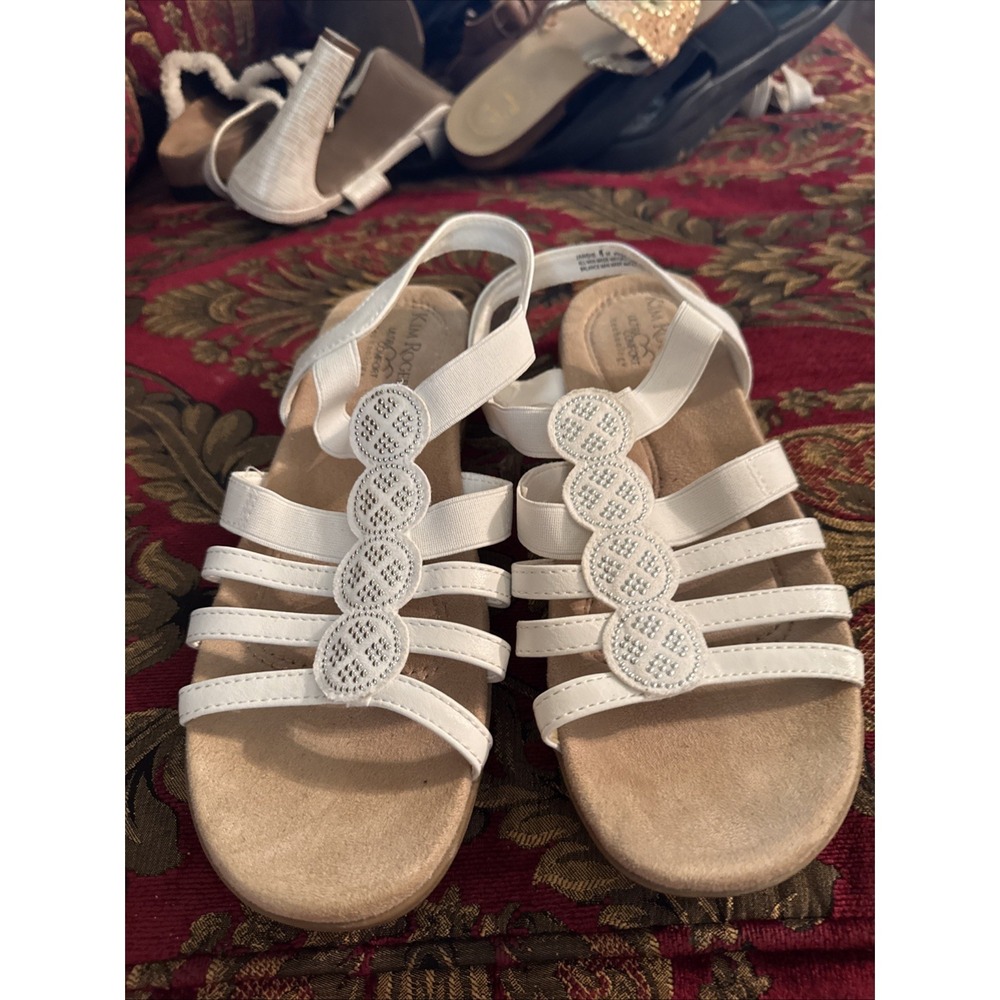 0302 Kim Rogers Cresta Ultra Comfort White Wedge Sandals Size 8M